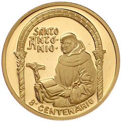 500 Escudos 1995, 800. Geburtstag des Hl. Antonius. 17,50 g. 917/1000 ...