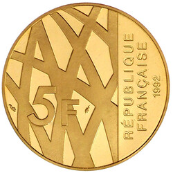 5 Francs 1992, 10. Jahrestag des Todes von Pierre Mendes-France. 14 g ...