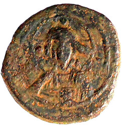 Follis 1098/1100. Nimbierte Christusbüste v.v. /Kreuz, an den Enden ...