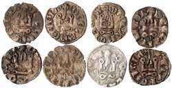 8 silberne Deniers der Kreuzfahrerstaaten von Achaia, Epirus und ...