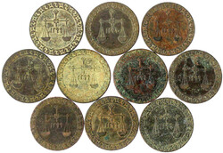 10 X Kupfer Pysa AH 1299 = 1882. schön bis sehr schön, teils ...