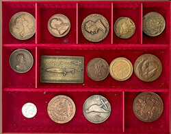 Schuber mit 14 Medaillen/Plaketten des 17.-20. Jh. Frankreich, ...