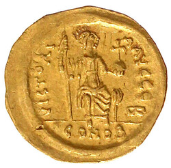 Solidus 567/578, Constantinopel, 2. Offizin. DN IVSTINVS PP AVG. ...