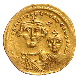 Solidus 616/625, Constantinopel. 5. Offizin. dd NN hERACLIuS ET hERA ...
