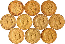 10 X 20 Mark, alle Berlin: 1877, 2 X 1883, 1890, 1894, 2 X 1900, 1902 ...