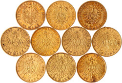 10 X 20 Mark, alle Berlin: 1877, 2 X 1883, 1890, 1894, 2 X 1900, 1902 ...