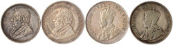4 Silbermünzen: 2 1/2 Shillings 1893, 2 X 1923, 2 Shillings 1897. ...
