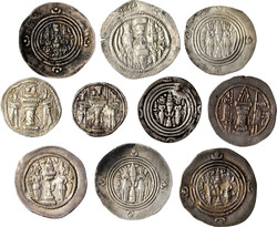 10 div. Drachmen der Sassaniden und Arabo-Sassaniden. Zwei davon mit ...