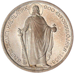 5 Pengö 1938 UP, St. Stephan. Offizielle Neuprägung der Probe. ...