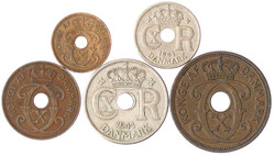 5 Münzen: 1, 2, 5, 10, 25 Öre 1941. sehr schön