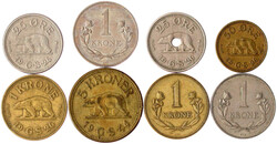 8 Münzen: Komplette Typen- und Jahrgangslg. 25 Öre bis 5 Kronen ...