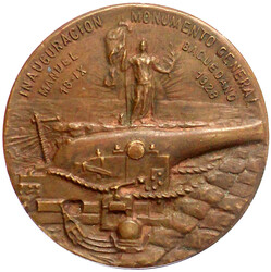 Bronzemedaille 1928. Enthüllung des Monuments für Manuel Baquedano ...