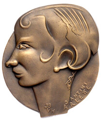 Einseitige Bronzeplakette 1993. Arlette Santini. 137 X 112 mm. ...