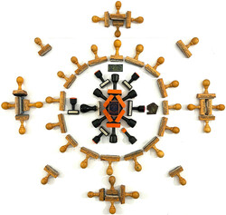 Schachtel mit rund 50 Gummistempeln aus dem ehemaligen Sieger-Lager ...