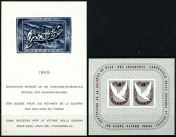 Spendenblock + Basler Taube 1945, zwei postfrische Blöcke in ...