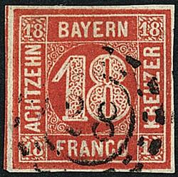 18 Kreuzer Freimarke 1862, gestempelt in Luxuserhaltung, vollrandig. ...