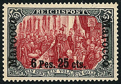 6 P 25 C auf 5 M Freimarke 1903, postfrische Luxuserhaltung, ohne ...