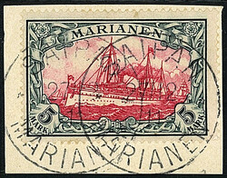 5 Mark Kaiseryacht 1901, sauber gestempelt auf Briefstück in ...