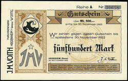 J. M. Voith, 500 Mark 29.9.1922. II+
