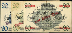Amtskörperschaft, 3 Scheine zu 20, 500 Mrd. und 1 Bio. Mark o.D. III