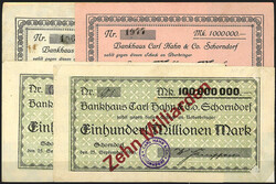 Carl Hahn & Co., Bankgeschäft, 8 Scheine von 1000 bis 10 Mrd. Mark ...