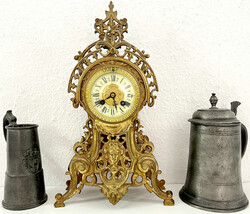 Französische Kaminuhr, Messing, auf dem Deckel graviert 1891. ...