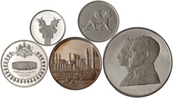 Silbermünzsatz 1971 von 25, 50, 75, 100 und 200 Rials. Offen. ...