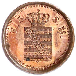 2 Pfennig 1856 F. Rs. Prägung auf bereits geprägtem Schrötling in ...