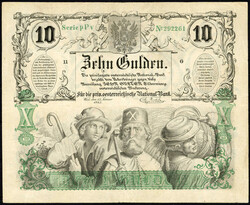 Die privilegierte Österreichische Nationalbank, 10 Gulden 15.1.1863. ...