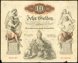 Die privilegierte Österreichische Nationalbank, 10 Gulden 1.1.1858. ...