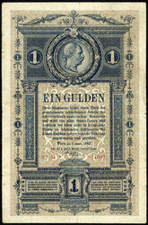 K.K. Reichs-Central-Cassa, 1 Gulden 1.1.1882. IIIAutomatically ...