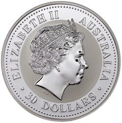 30 Dollars (1 Kilo Silbermünze) 2009. Kookaburra. In Kapsel. ...