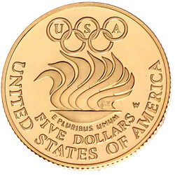 5 Dollars 1988, Olympiade. 8,36 g. 900/1000. In Kapsel. Stempelglanz