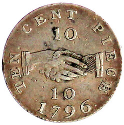 10 Cents 1796. sehr schön, kl. Randfehler, schöne Patina, selten