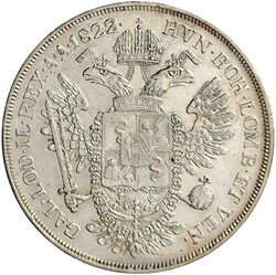 Scudo (Taler) 1822 M, Mailand. vorzüglich, winz. Kratzer, selten