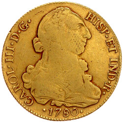 8 Escudos 1780 DA, Santiago. 24,14 g. 900/1000. Die Prägung ist ...