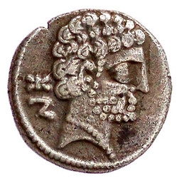 Denar 133/100 v. Chr. v. Chr. XM. Bärtiger Kopf r./Reiter r. mit ...