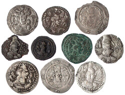 10 Münzen der Hunnen: Hephtaliten (9X), Kidariten. Alle mit ...