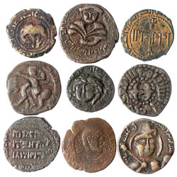 Sammlung von 18 Bronze-Dirhams der Atabegs des 12.-13. Jh. in ...