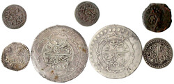 7 Münzen des 19. Jh. 5 Asper und 1/2 Budju bis 2 Budjus. Alle mit ...