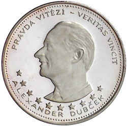 Feinsilbermedaille o.J. (1968), auf Alexander Dubcek und Jan Hus. ...
