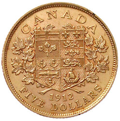 5 Dollars 1912. 8,36 g. 900/1000. sehr ...