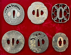 Sammlung von 13 versch. eisernen Tsubas (Details zum Teil vergoldet) ...