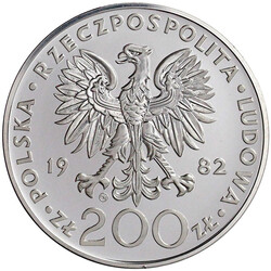 200 Zlotych Silber 1982, Johannes Paul II. Polierte Platte, ...