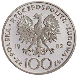 100 Zlotych Silber 1982. Johannes Paul II. Polierte Platte, ...