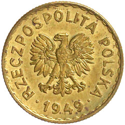 1 Zloty PROBE 1949 Messing. 6,64 g. Aufl. nur 100 Exemplare. ...