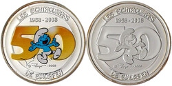 2 X 5 Euro Silber 2008 "50 Jahre Schlümpfe..." Normalausgabe und ...