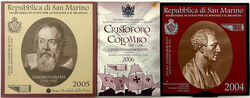 3 versch. 2 Euro Gedenkmünzen: 2004 Borghesi, Galilei 2005 und ...