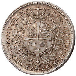 3 Kronen 1726, Kopenhagen. Spätere Prägung, wohl des 19. ...