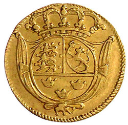 Dukat o.J. (1696) Reiter n.r./Wappen mit Girlande und Elefantenorden. ...